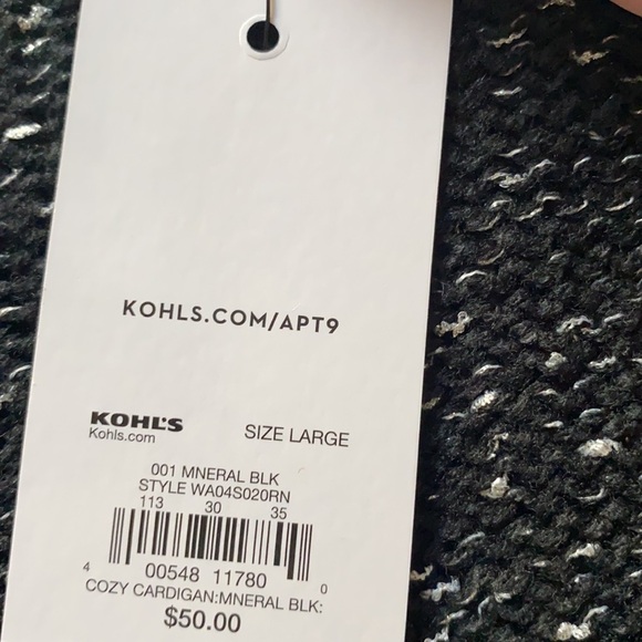 Apt 9 Black & Silver Metallic Cardigan Sweater NWT - Picture 6 of 6